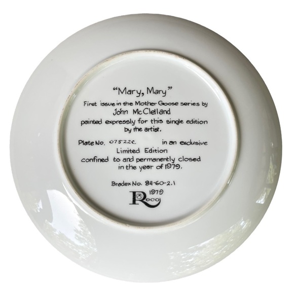 Mary, Mary Mother Goose Collector Plate Vintage - Picture 5 of 6